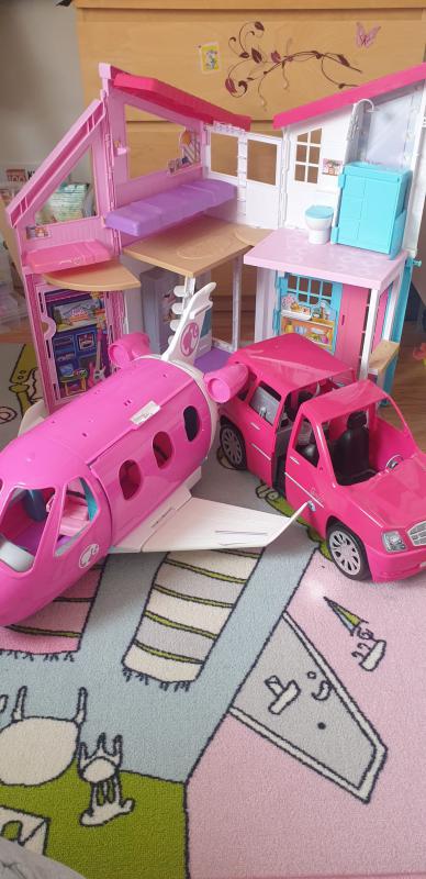 Original Barbie letadlo,karavan a domeček